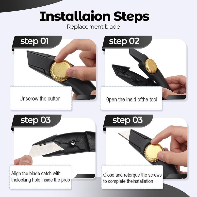 lizenoz 2PCS Black Fixed Blade Roofing Knife, Heavy Duty Utility Knife for Drywall, Vinyl, Carpet Cutting, Metal Roofing Tools with Portable Storage Sheath, Replacement Blades, Navajas para Roofing - Image 5